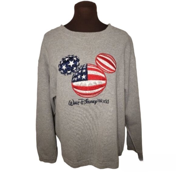 Walt Disney World Vintage Crewneck Patriotic Red White and Blue Size Large - Picture 1 of 6